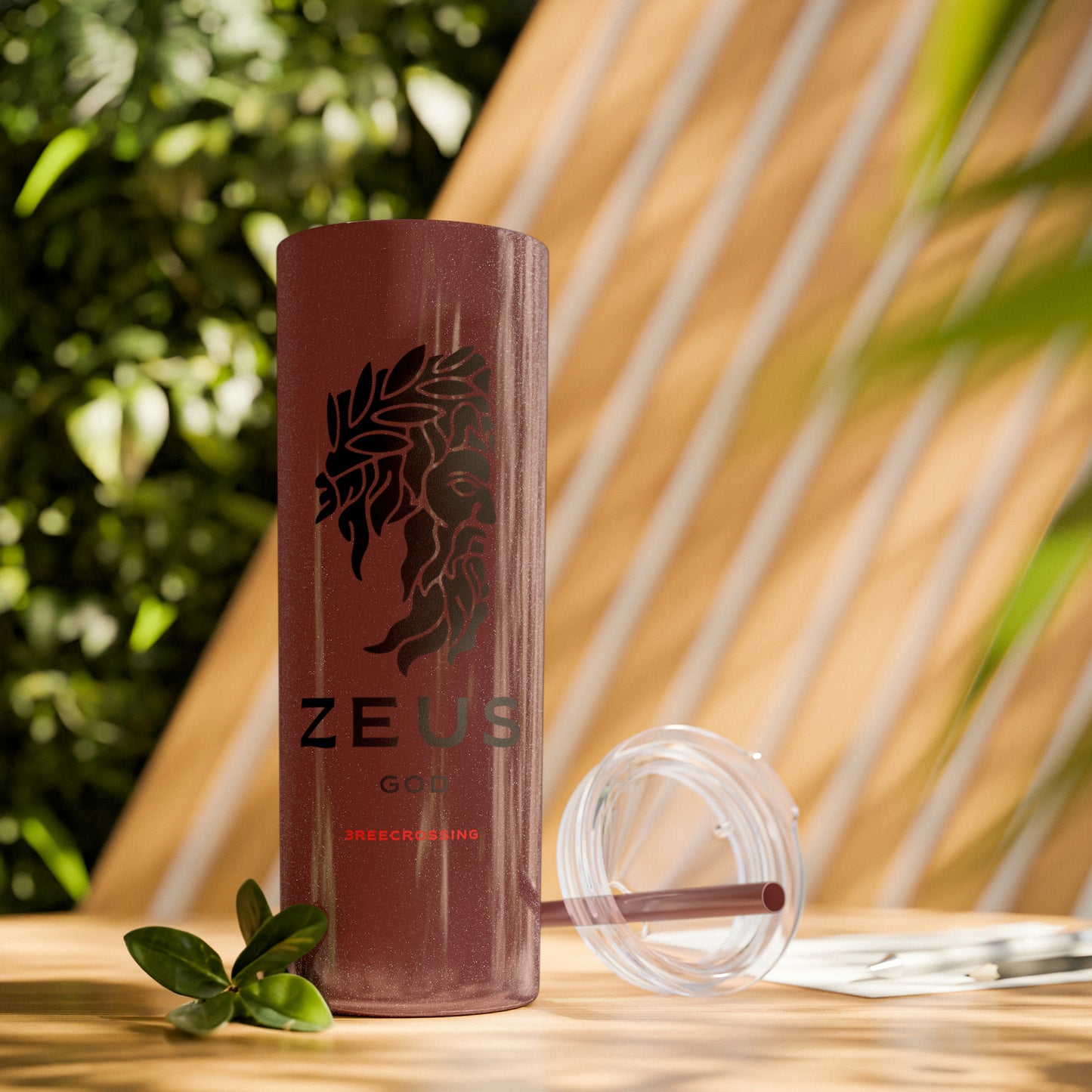 Zeus Skinny Tumbler with Straw, 20oz