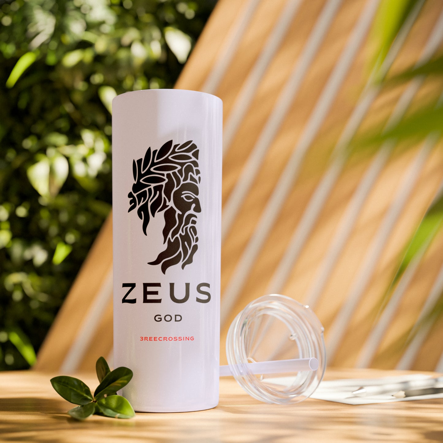 Zeus Skinny Tumbler with Straw, 20oz