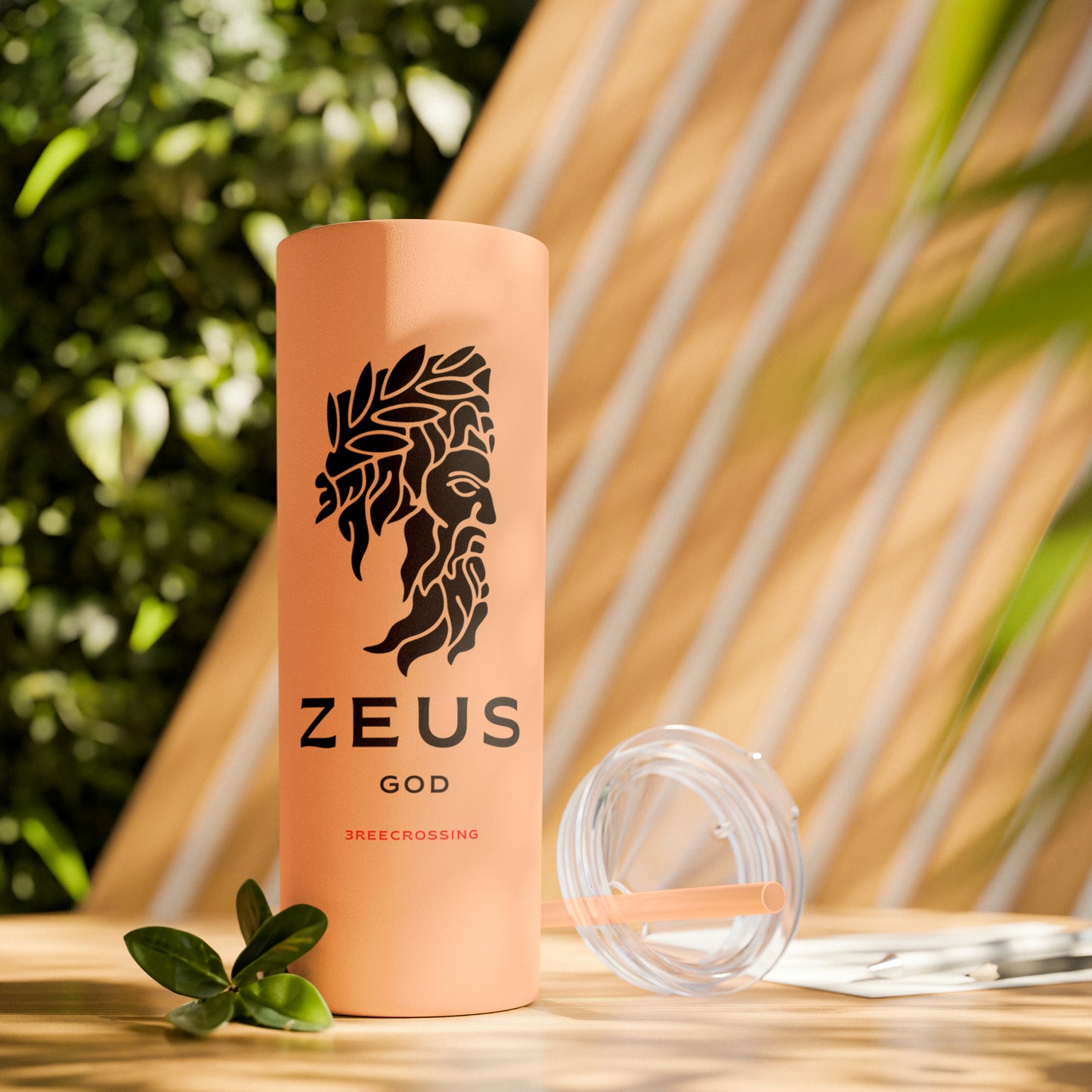 Zeus Skinny Tumbler with Straw, 20oz